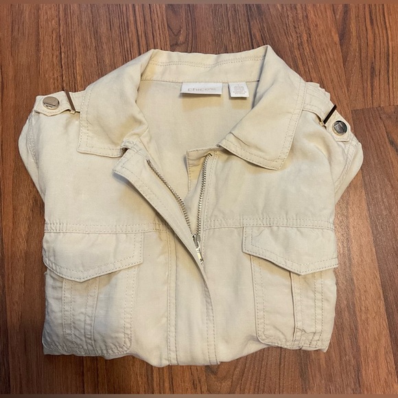 Chico's Cream Utility Jacket with Textured Fabric - Picture 5 of 5